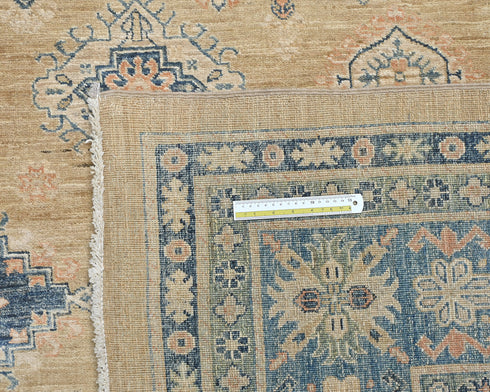 10x14 Kazak Brown Afghan Hand Knotted Geometric Wool Area Rug